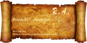 Rontó Avarka névjegykártya